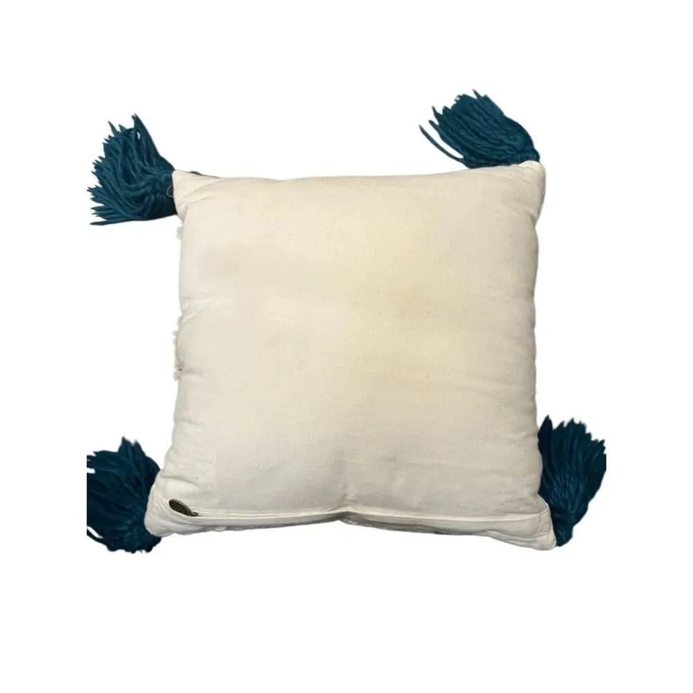 Pier One embroidery decor pillow in pink, white, turquoise
